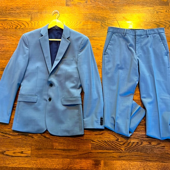 EXPRESS extra slim Dusty Blue modern tech SUIT - Picture 2 of 12